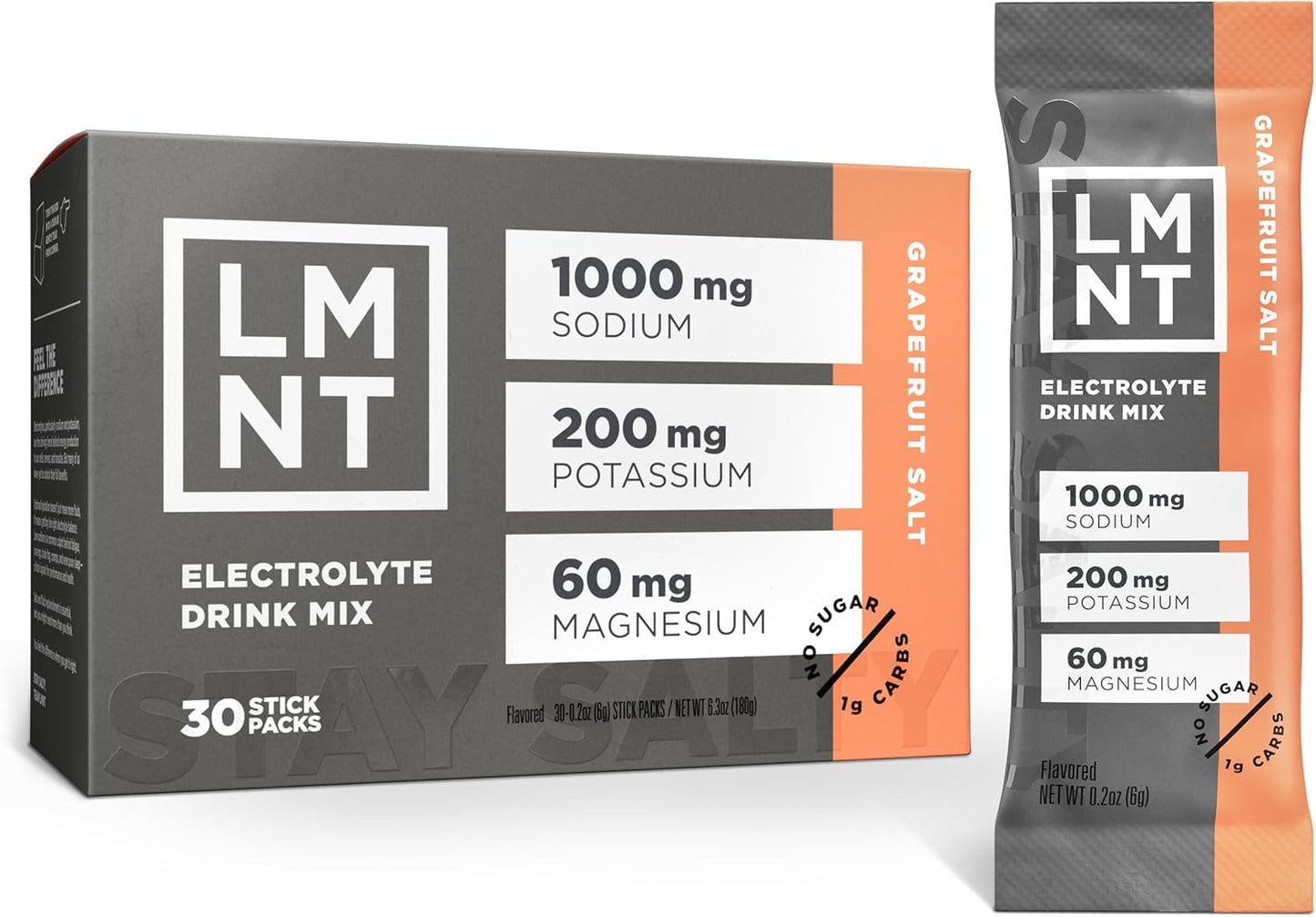 LMNT Keto Electrolyte Drink Mix | Paleo Hydration Powder | No Sugar, No Artificial Ingredients | Grapefruit Salt | 30 Stick Packs 🍁 All In One Marketplace Canada