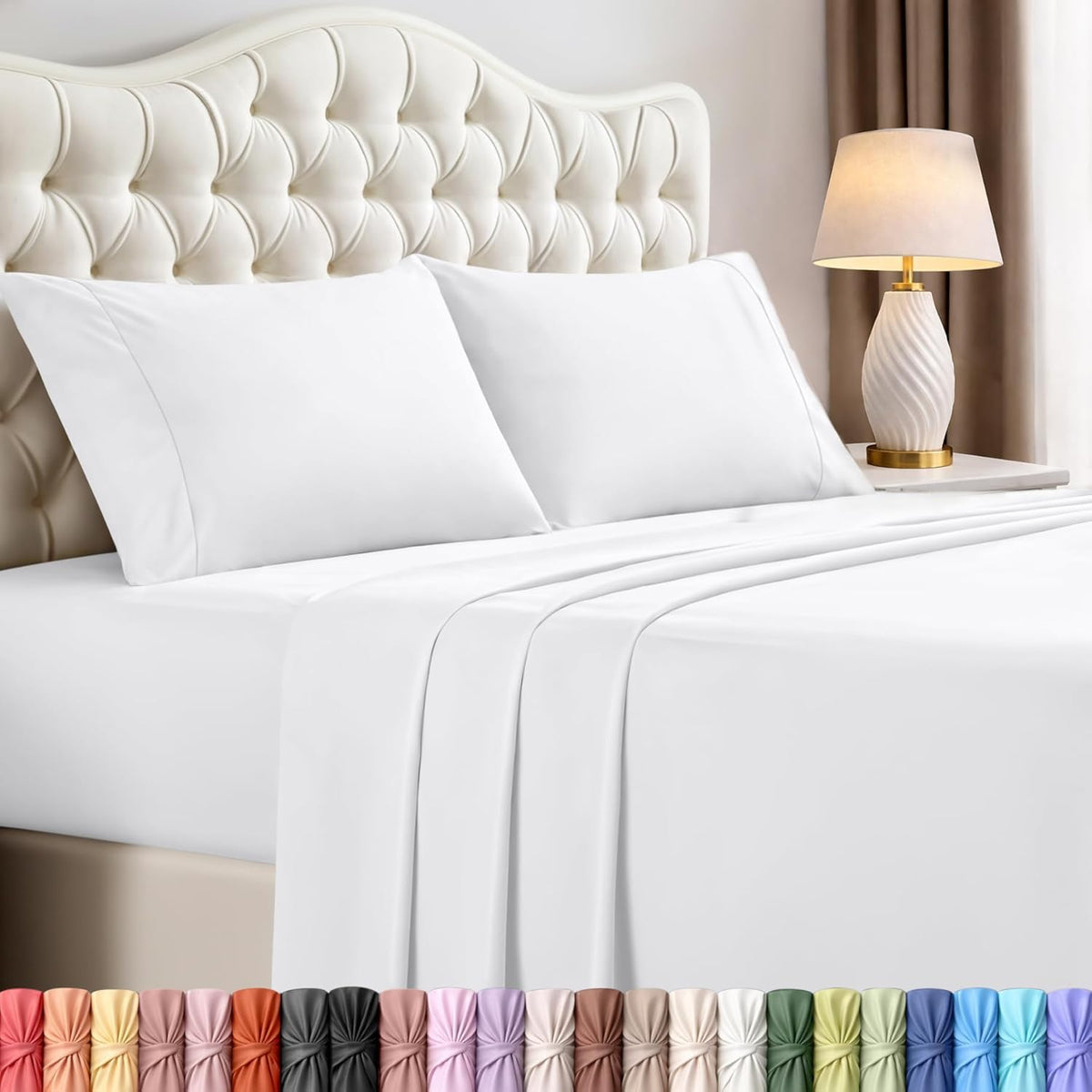 Utopia Bedding Queen Bed Sheets - 4 Piece Queen Size Cooling Sheet Set - Hotel Luxury Soft Breathable Microfiber, Oeko-TEX, Deep Pocket Easy Fit & Care, Fade & Wrinkle Resistant, White 🍁 All In One Marketplace Canada