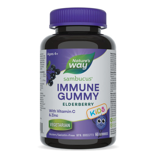 Nature's Way Sambucus Immune Cold and Flu Care Elderberry Gummies with Vitamin C and Zinc - Immune Support for Kids 4+, 60 Gummies 🍁 All In One Marketplace Canada
