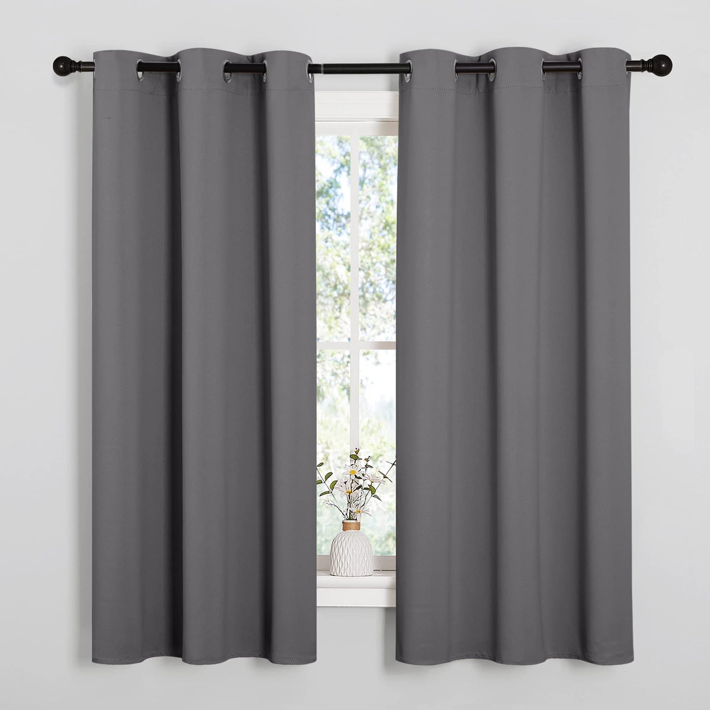 NICETOWN Blackout Curtains 2 Panels for Bedroom- Thermal Insulated Grommet Blackout Curtains 63 Inches Long for Living Room/Kitchen Rideaux occultants (2 Panels, W42 x L63 -Inch,Grey) 🍁 All In One Marketplace Canada