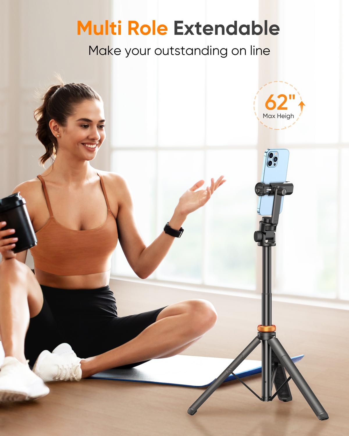 EUCOS 62" Phone Tripod, Tripod for iPhone & Selfie Stick with Remote, Extendable Cell Phone Stand & Travel Tripod, Solidest Tripod for Phone Compatible with iPhone/Android 🍁 All In One Marketplace Canada