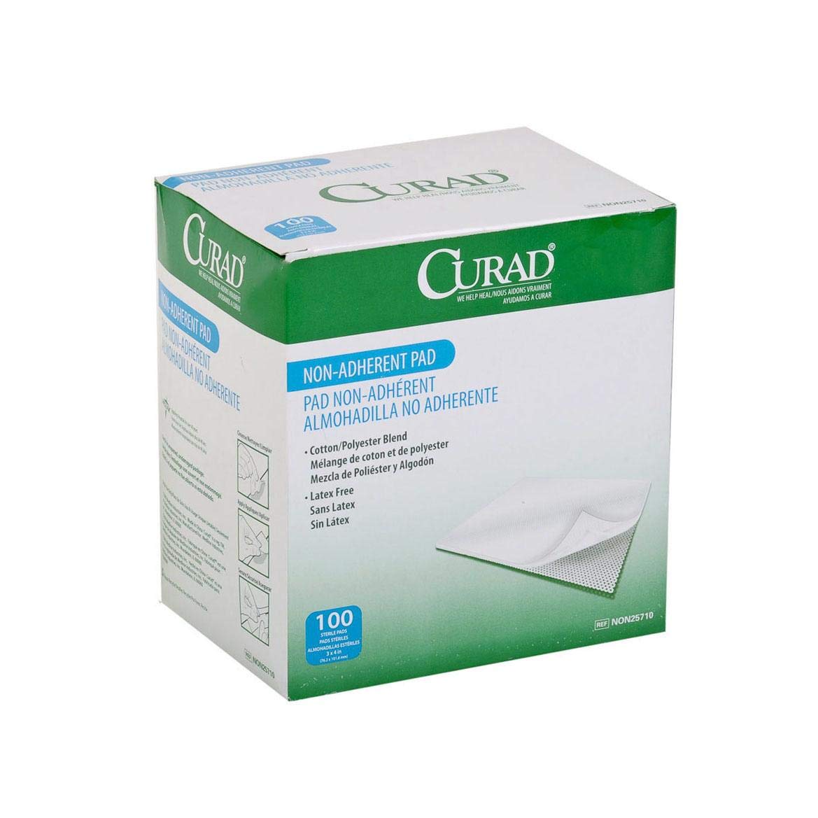 Curad Medline Curad Sterile Non-Adherent Pads (Pack of 100) for Gentle Wound Dressing and Absorption Without Sticking, White 🍁 All In One Marketplace Canada