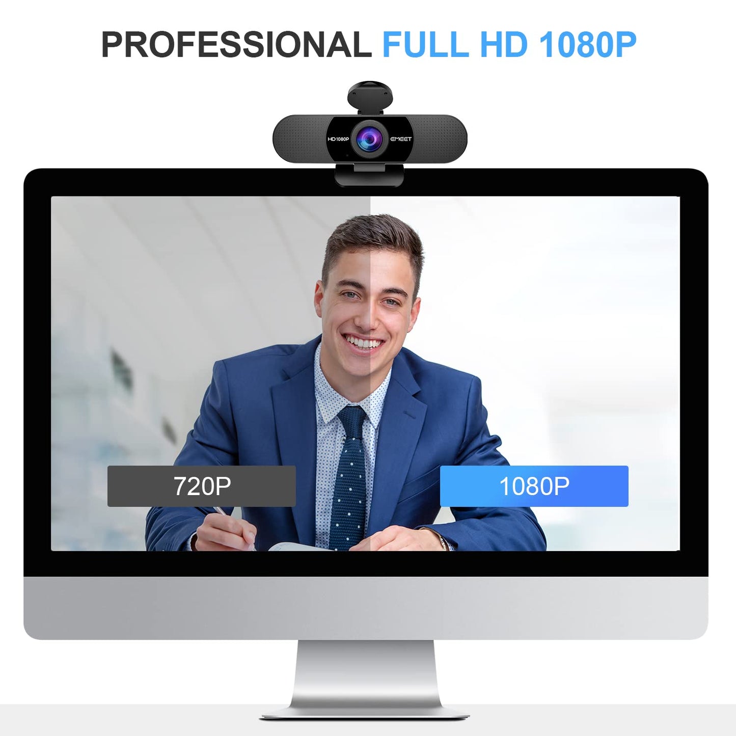 EMEET 1080P Webcam with Microphone, C960 Web Camera, 2 Mics Streaming Webcam, 90°FOV Computer Camera, Plug and Play USB Web Cam for Online Calling/Conferencing, Zoom/Teams/Facetime/YouTube, Laptop/PC 🍁 All In One Marketplace Canada