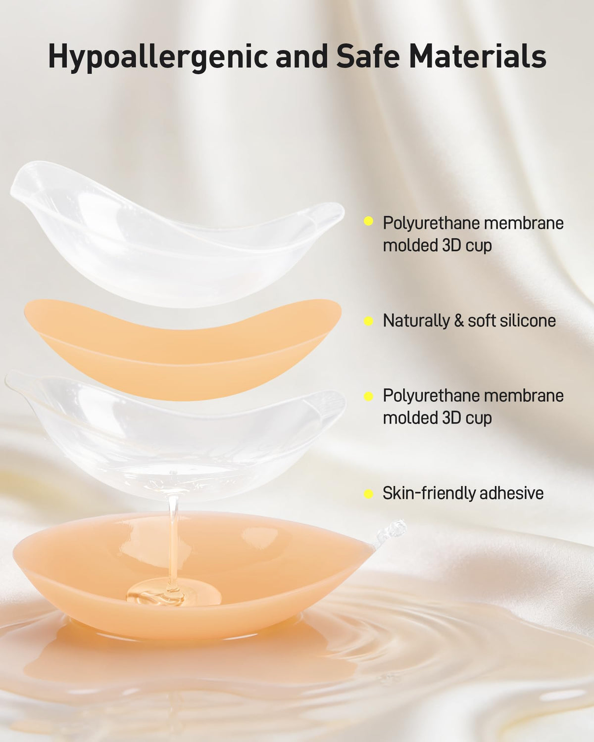 Niidor Adhesive Bra Sticky Strapless Backless Invisible Push up Silicone Bra for Women with Nipple Covers Creme A 🍁 All In One Marketplace Canada