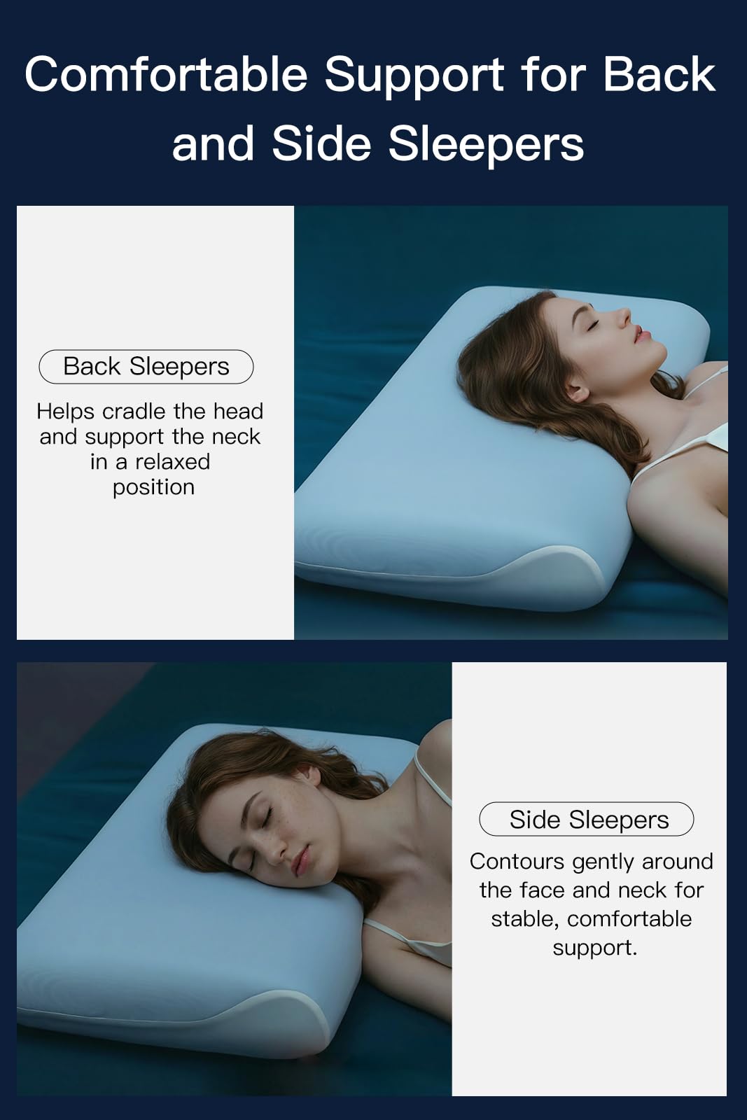 【Hotel Collection】 Memory Foam Pillow for Sleeping, Cooling Pillow with PCM Cover, Ergonomic Neck Support Pillow for All Sleep Positions, Soft Supportive Bed Pillow, Blue Grey, Queen (30"x16.5"x3.9") 🍁 All In One Marketplace Canada