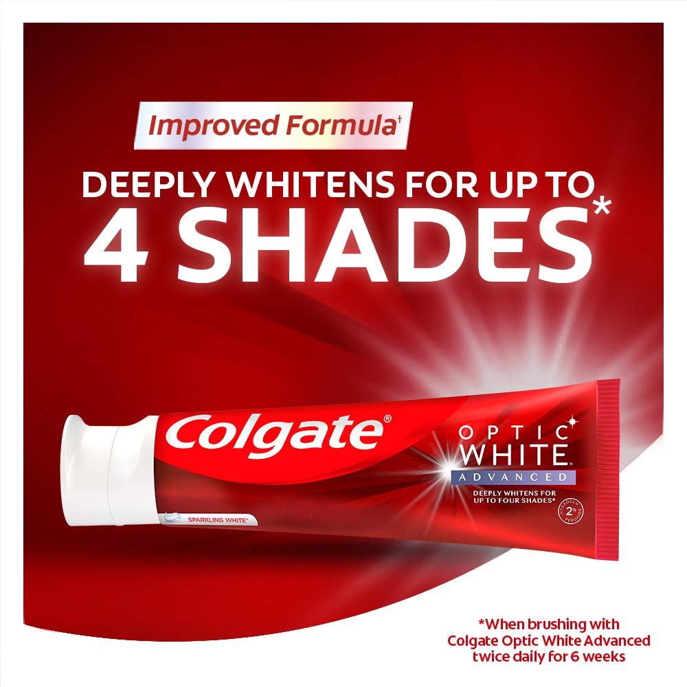 Colgate Optic White Advanced Teeth Whitening Toothpaste, Sparkling White, 133 Ml, 3 Count 🍁 All In One Marketplace Canada