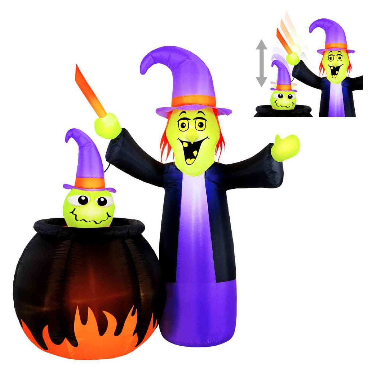 Occasions Halloween 5 Foot Inflatable Animated Witch with Cauldron