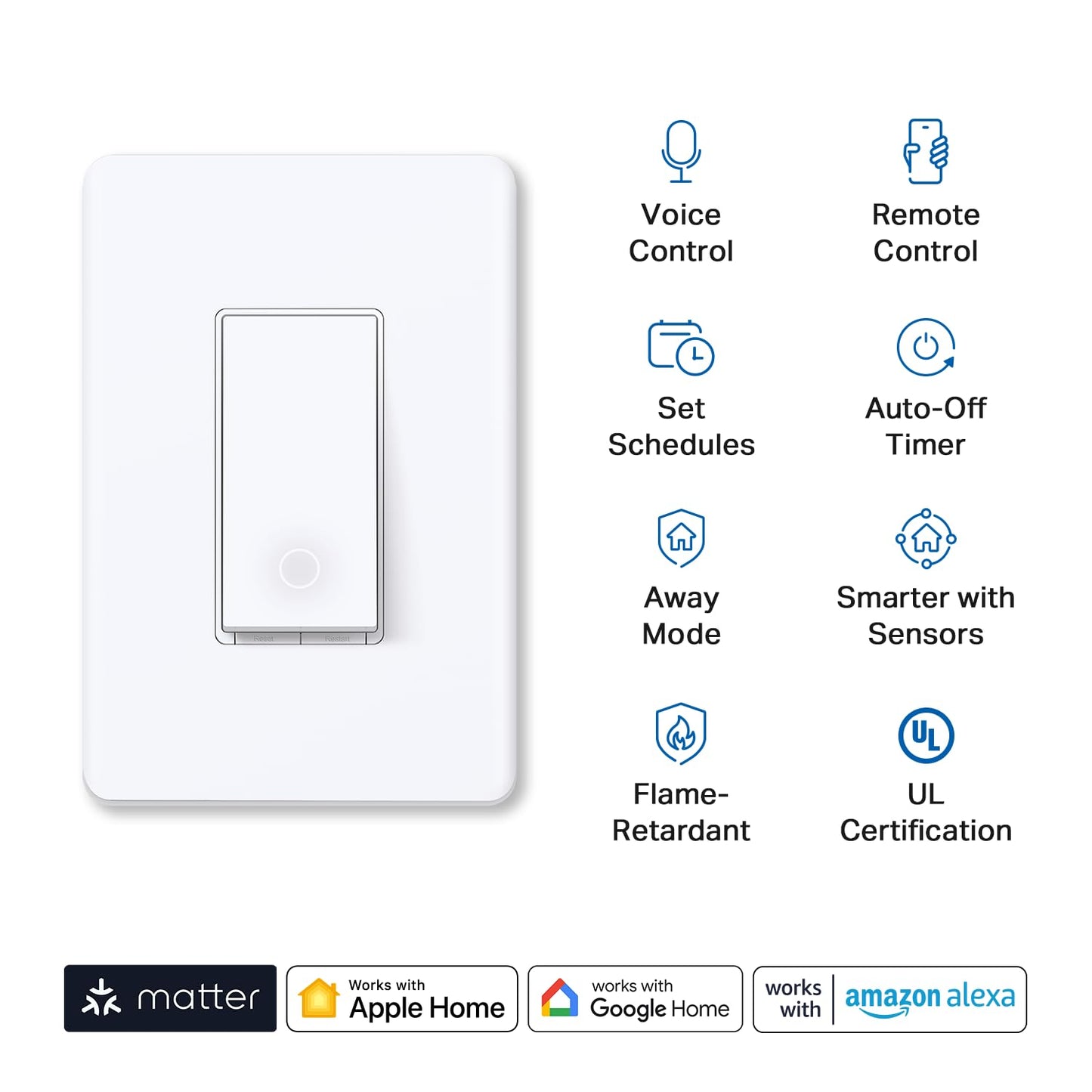 TP-Link Tapo Smart Light Switch, Matter Compatible, Single Pole, Neutral Wire Required, Voice Control w/Siri, Alexa & Google Home, UL Certified, Timer & Schedule, Guided Install, Tapo S505(2-Pack) 🍁 All In One Marketplace Canada