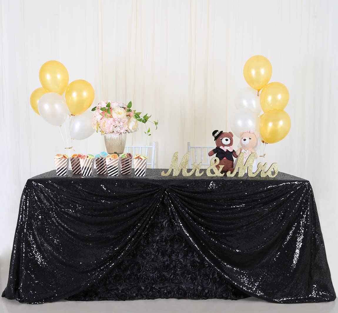 B-COOL Black Sequin Tablecloth Halloween Table Overlays Shimmer Table Cloth 90x90-inch Square Halloween Decoration Popular and Elegant Wedding Tablecloth