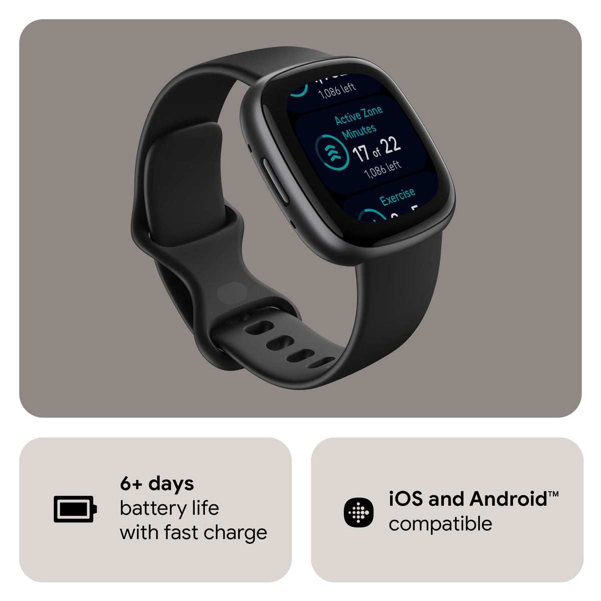 Google Fitbit Versa 4 Fitness Smart Watch for Men and Women with Daily Readiness, Gps, 24/7 Heart Rate, 40+ Exercise Modes, Sleep Tracking and More, Black/graphite, One Size (S and L Bands Included 🍁 All In One Marketplace Canada