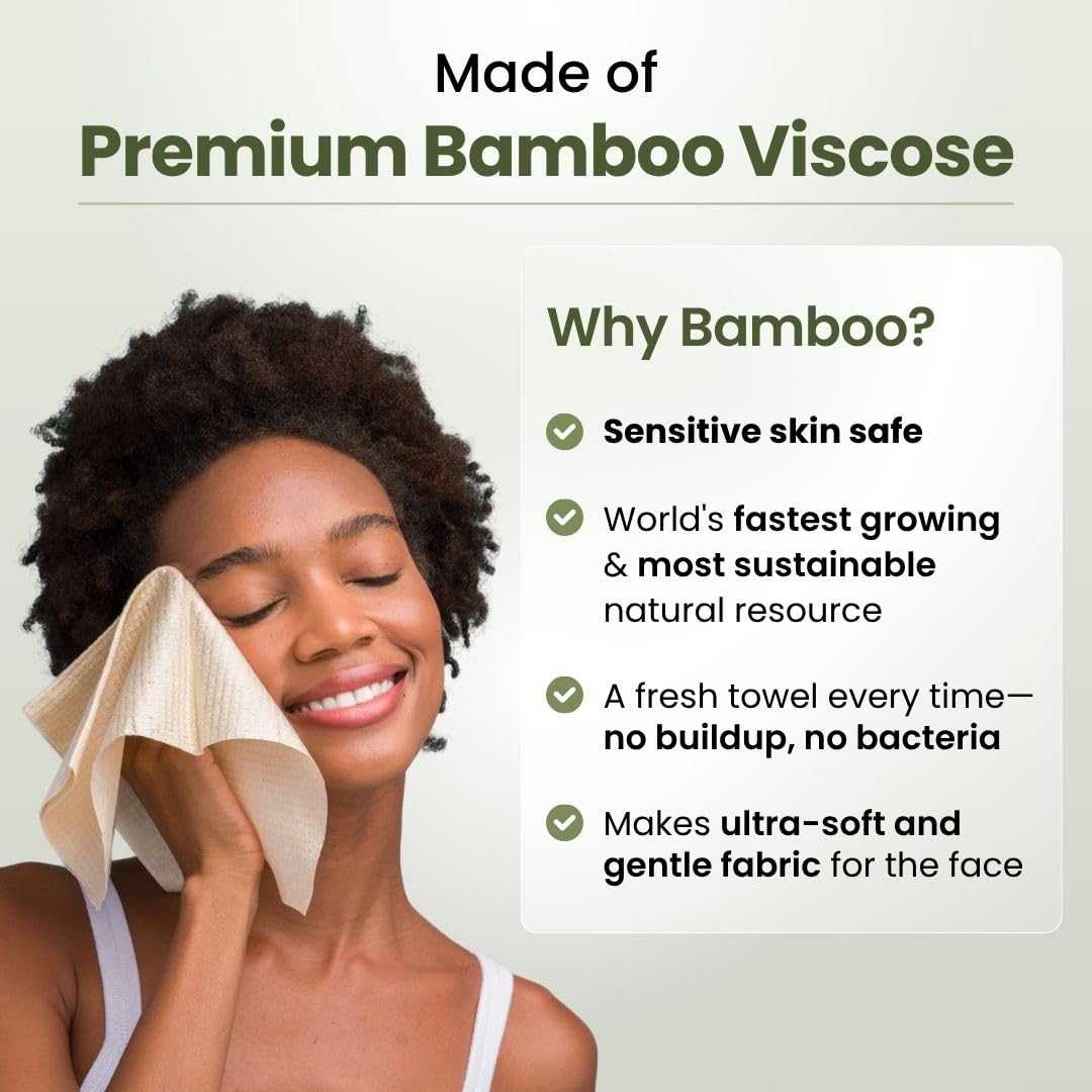 Clean Skin Club Bamboo Viscose Clean Towels® XL 100% USDA Biobased Face Towel, Disposable Face Towelette, Makeup Remover Dry Wipes, Ultra Soft, 50 Ct, 1 Pack 🍁 All In One Marketplace Canada