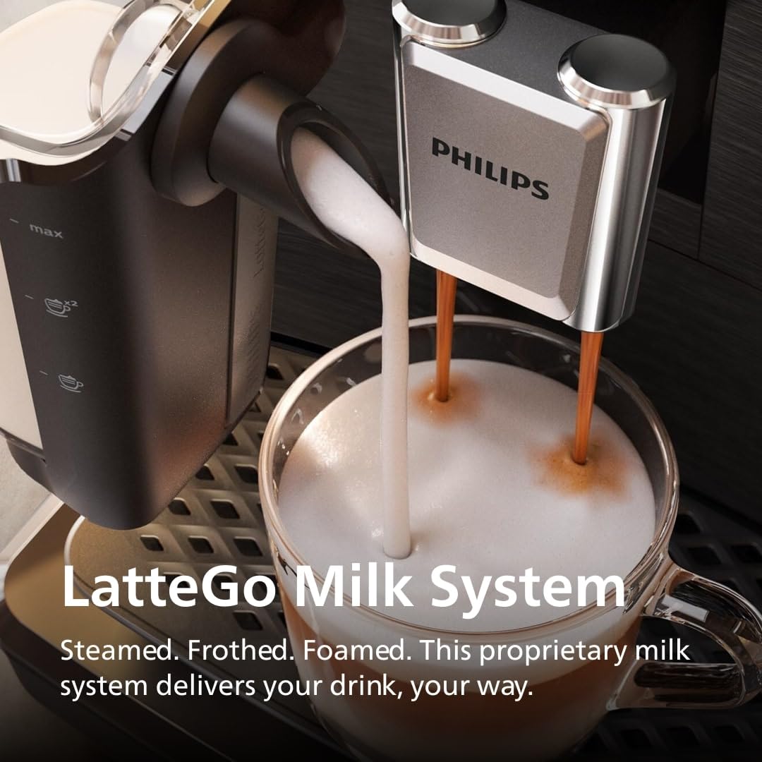 PHILIPS 3300 Series Fully Automatic Espresso Machine with LatteGo Milk System and integrated grinder, 6 Hot & Iced Coffee Pre-Sets, 40% Quieter SilentBrew, 15-Bar Pressure, Glossy Black (EP3341/50) 🍁 All In One Marketplace Canada