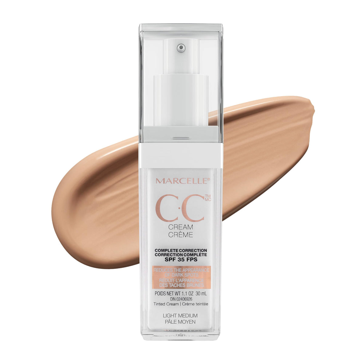 Marcelle CC Cream SPF 35, Light Medium, Complete Correction, Tinted Moisturizer, Non-Comedogenic, Perfume-Free, Paraben-Free, Oil-Free, Hypoallergenic, Cruelty-Free, 30 mL 🍁 All In One Marketplace Canada