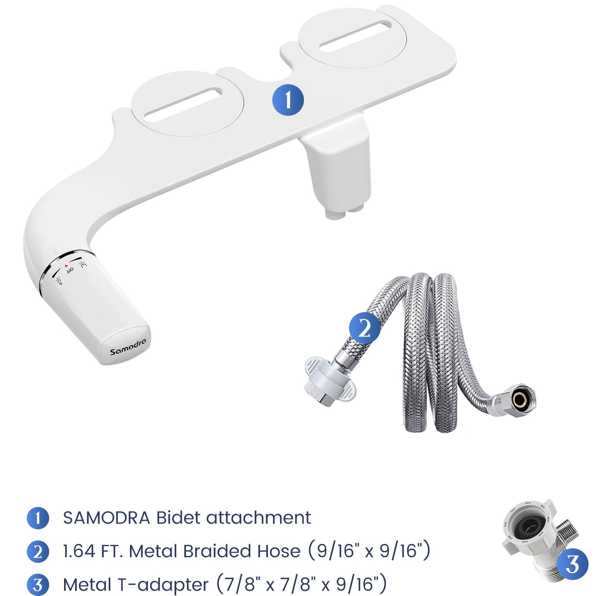 SAMODRA Ultra-Slim Bidet Attachment, Minimalist Non-Electric Dual Nozzle (Frontal & Rear Wash) Adjustable Water Pressure, Fresh Water Bidet Toilet Seat Attachment, Easy to Install 🍁 All In One Marketplace Canada