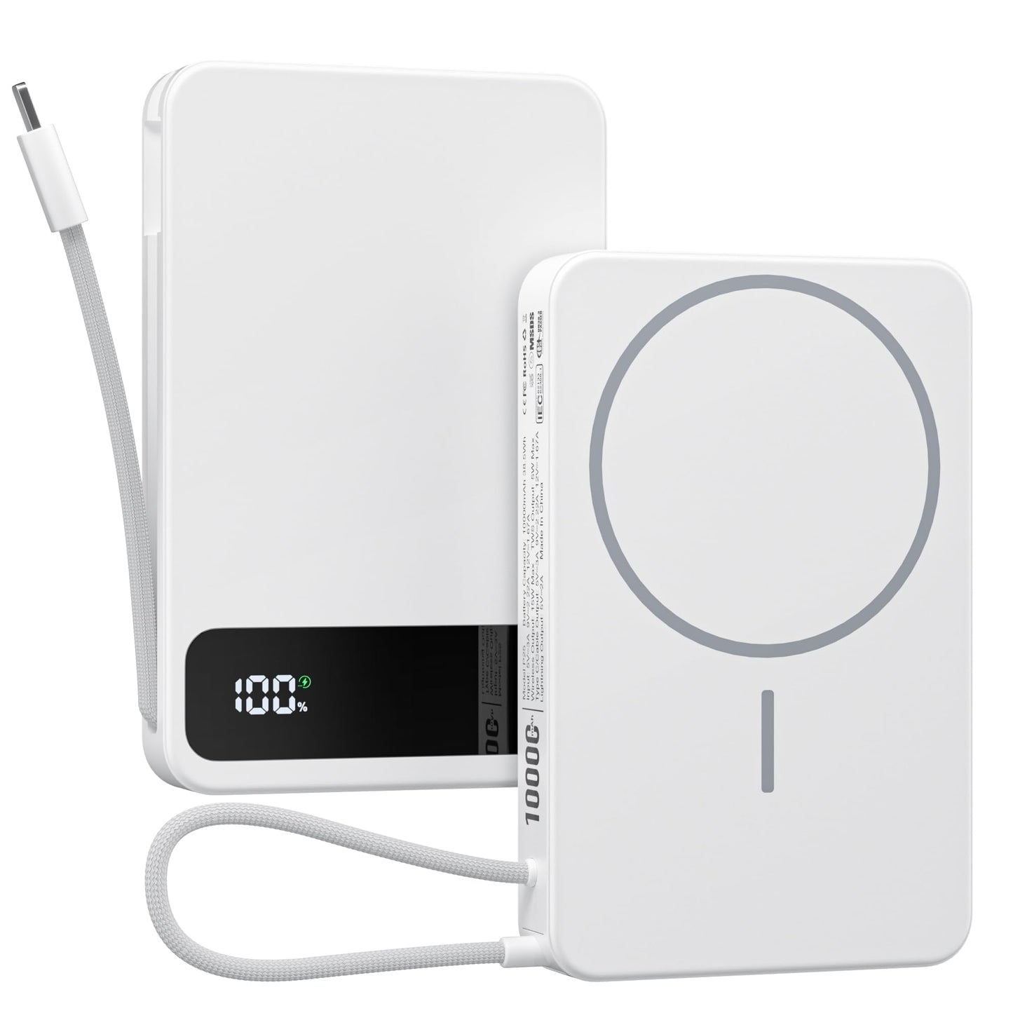 Magnetic Power Bank, 10,000mAh Wireless Portable Charger for Mag-Safe 15W Fast Charging, Battery Pack with USB-C/Lightning Cable 22.5W in/Out for iPhone 17/16/15/14/13/12 Series, AirPods & More 🍁 All In One Marketplace Canada