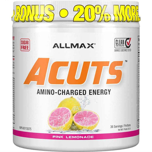 ALLMAX ACUTS Amino Energy Powder with Amino Acids Supplement, Pink Lemonade, 36 Servings, Caffeine, Green Coffee Extract, 2000 mg Taurine, L-Carnitine, Sugar Free, Gluten & Dye Free, Amino Acid Drink 🍁 All In One Marketplace Canada