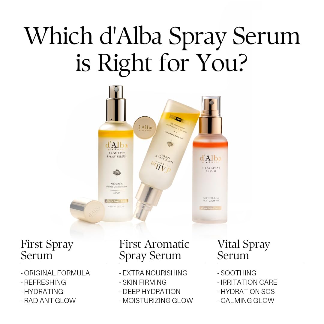 d'alba Piedmont Italian White Truffle Vital Spray Serum, Vegan Skincare, Calming and Hydrating Facial Mist with White Truffles for Red and Sensitive Skin, Glow Serum, Surfactant Free, All in One Care, Korean Skincare 🍁 All In One Marketplace Canada