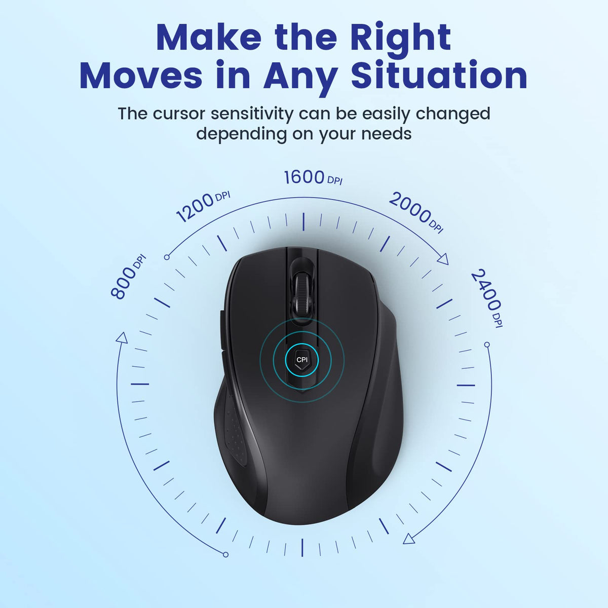 LODVIE Wireless Mouse for Laptop,2400 DPI Wireless Computer Mouse with 6 Buttons,2.4G Ergonomic USB Cordless Mouse,15 Months Battery Life Mouse for Laptop PC Mac Computer Chromebook MacBook-Black 🍁 All In One Marketplace Canada