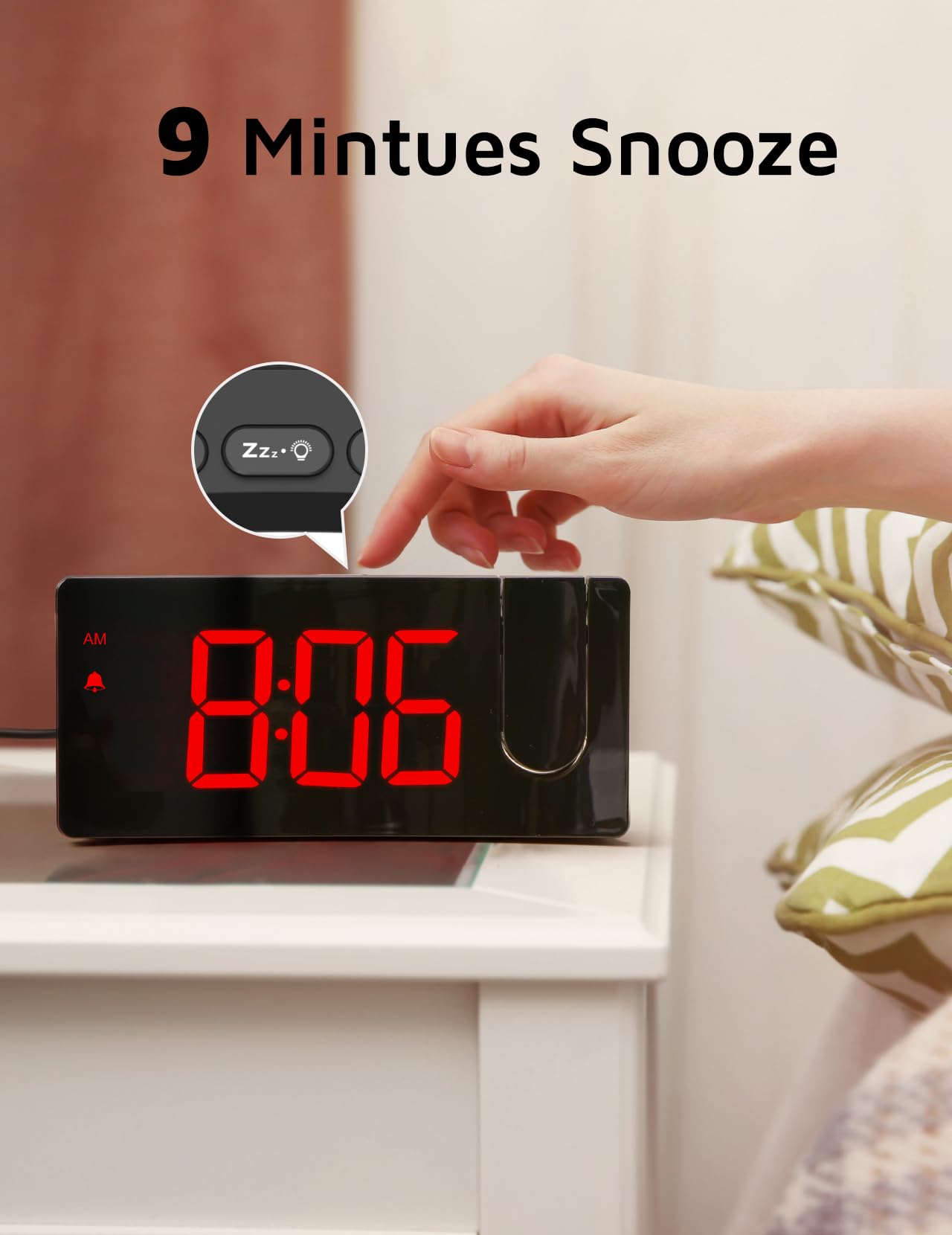 Projection Alarm Clock, Digital Clock with 180° Rotatable Projector, 3-Level Brightness Dimmer, Clear LED Display, USB Charger, Progressive Volume, 9mins Snooze,12/24H, Digital Alarm Clock for Bedroom 🍁 All In One Marketplace Canada