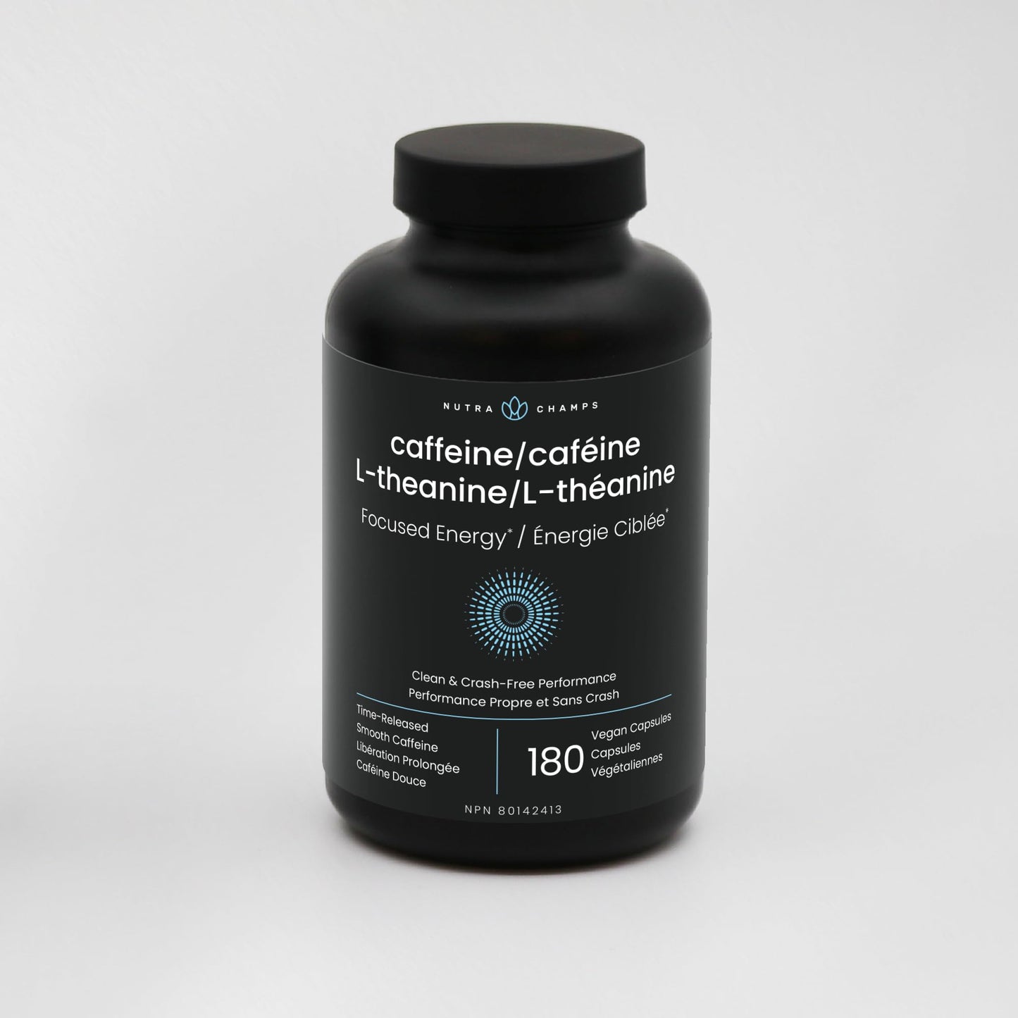 Caffeine Pills with L-Theanine - 180 Energy Pills for Women & Men - Clean & Long-Lasting Focused Energy - Sustained Release 100mg Caffeine + 200mg L Theanine - No Crash Capsules, Vegan Supplement 🍁 All In One Marketplace Canada