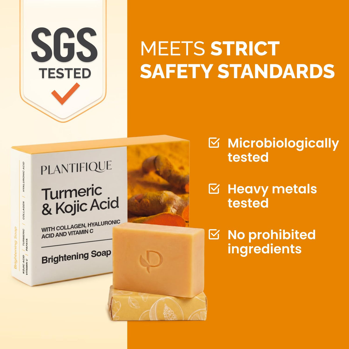 PLANTIFIQUE Kojic Acid Soap for Hyperpigmentation, Lab Tested - Turmeric Soap 2 Bars with Hyaluronic Acid, Collagen, Vitamin C for Dark Spots - Face Wash, 160g / 5.64 oz 🍁 All In One Marketplace Canada