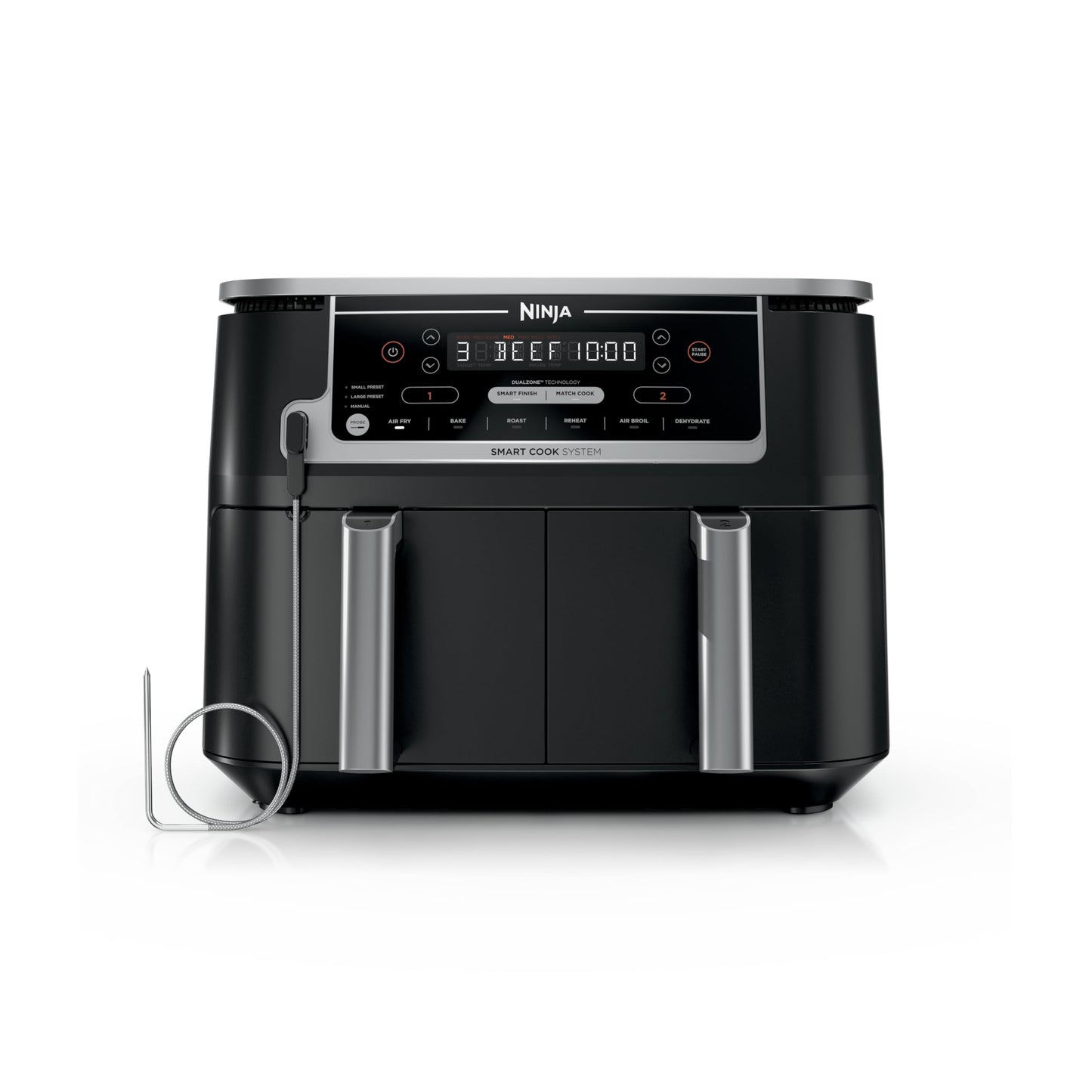 Ninja Foodi 10 QT 6-in-1 DualZone Smart XL Air Fryer, 2 Independent 5QT Baskets, Smart Cook Thermometer, Match Cook, Smart Finish, Air Fry, Roast, Bake, Dehydrate, Reheat, Grey, DZ550 🍁 All In One Marketplace Canada