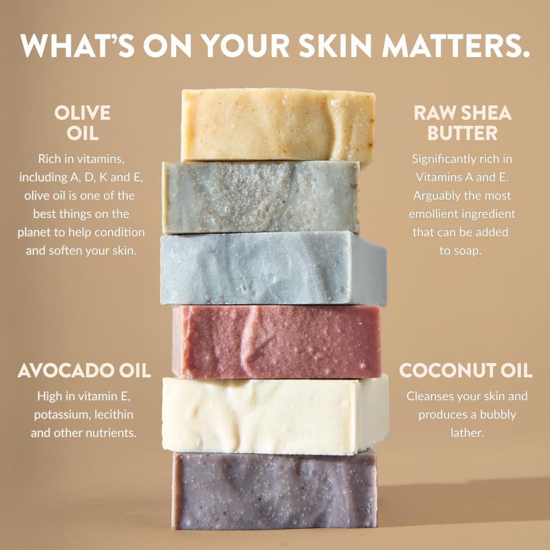 Crate 61, Vegan Natural Bar Soap, Handmade Soap With Premium Essential Oils, Cold Pressed Face And Body Bar Soap For Men And Women 6 Pack (Most Popular) 🍁 All In One Marketplace Canada