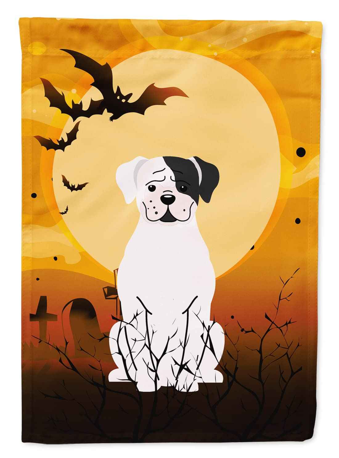 Caroline's Treasures BB4380CHF Halloween White Boxer Cooper Flag Canvas House Size, Large, Multicolor