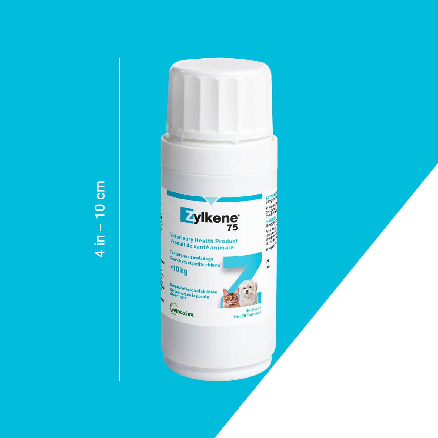 Vetoquinol Zylkene – Veterinary Health Product - Calm and Relaxed Behaviour in Pets During Stressful Events - 75 mg - Cats and Small Dogs - 30 Caps 🍁 All In One Marketplace Canada