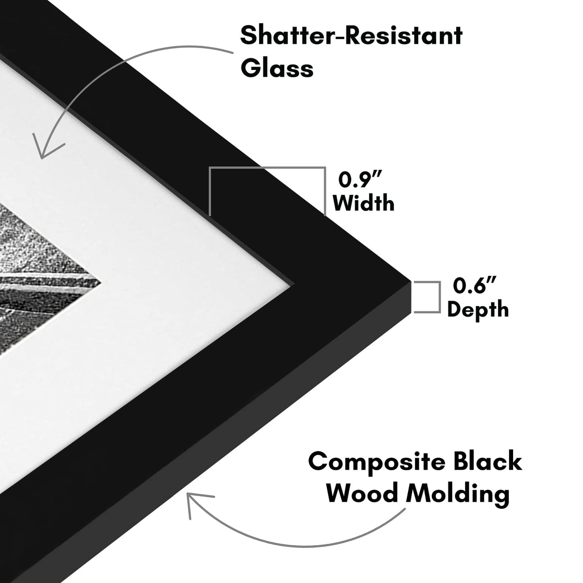 Americanflat 11x14 Picture Frame with Shatter-Resistant Glass - Use as 8x10 Frame with Mat or Display 11x14 Photo Without Mat - Signature Collection - Picture Frames for Wall Display - Black 🍁 All In One Marketplace Canada
