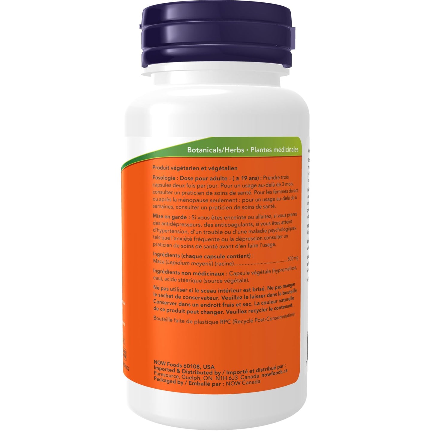NOW Supplements Maca 500mg Capsules, 100 Count 🍁 All In One Marketplace Canada