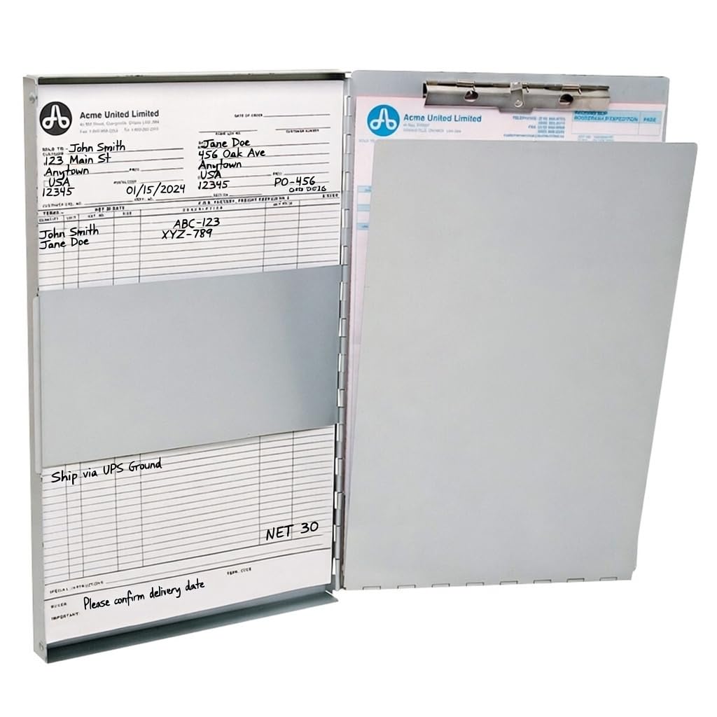 Westcott Side-Hinged Sheet Holder, Letter Size (9" x 12"), Durable Aluminum Clipboard Folder with Steel Clips, 30-Page Capacity, Secure Document Storage for Office, Field, and Industrial Use (38012) 🍁 All In One Marketplace Canada