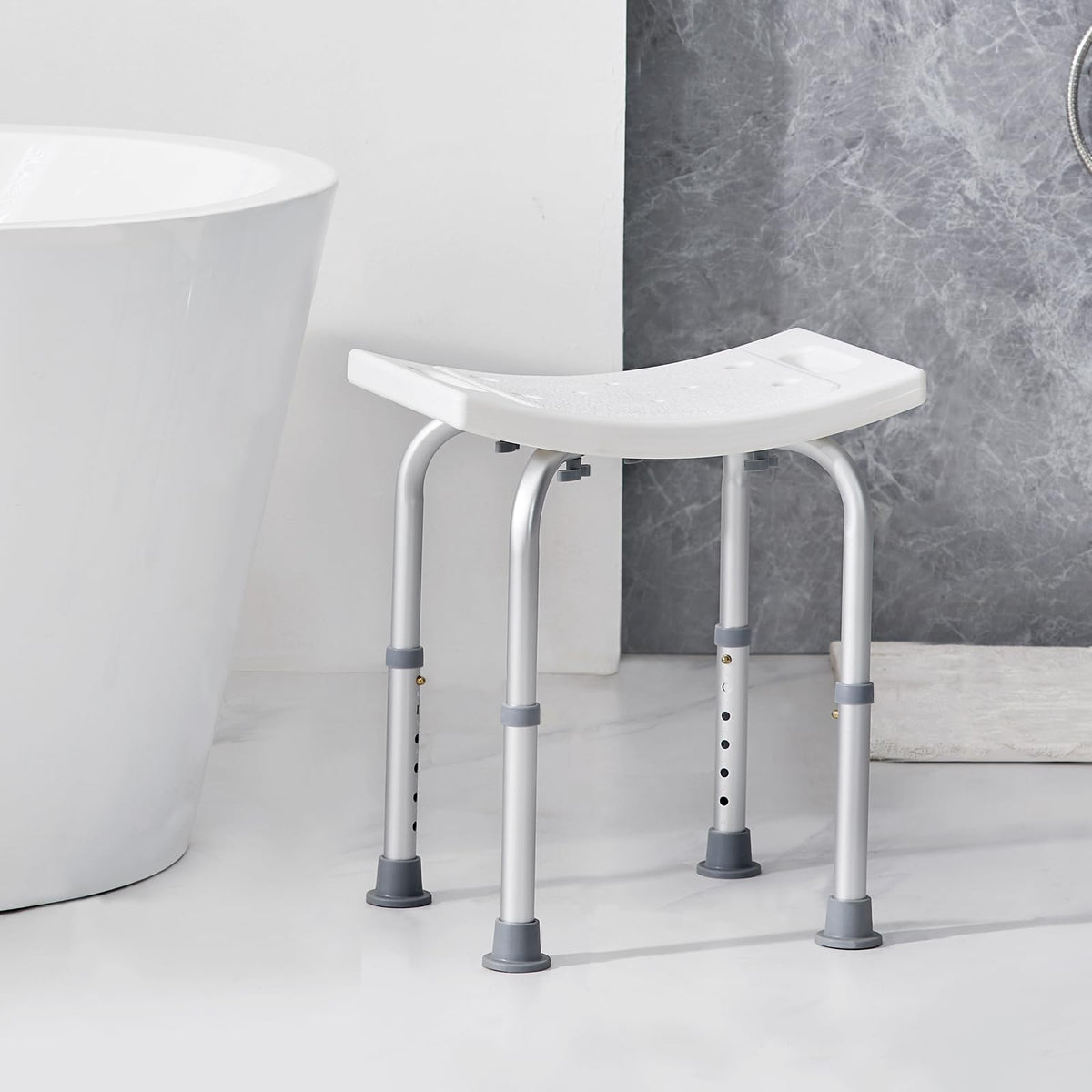 VEVOR Shower Chair, Adjustable Height Shower Stool with Built-in Handles, Shower Seat for Inside Shower or Tub, Non-Slip Bench Bathtub Stool Seat for Elderly Disabled Handicap, 158.8 kg Capacity 🍁 All In One Marketplace Canada
