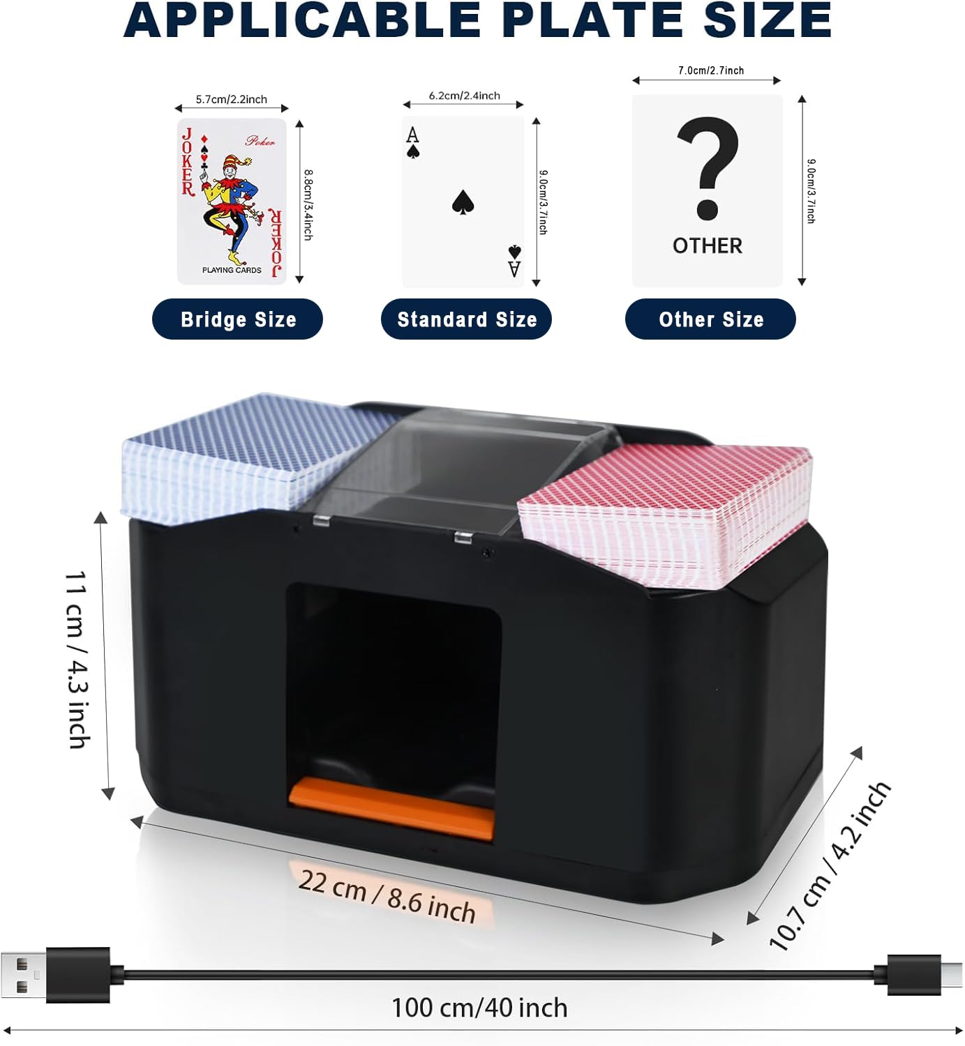 1/2 Decks Rechargeable & Low Noise Card Shuffler, Automatic 2000mAh Battery Shuffler Machine for Casino Poker, Texas Hold'em, Playing Card Games 🍁 All In One Marketplace Canada