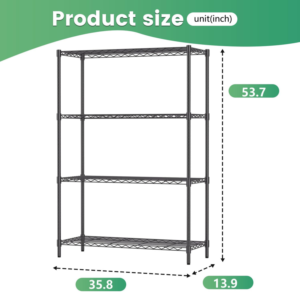 FDW Storage Shelves,Wire Shelving Unit Metal Shelves Heavy Duty Layer Rack Storage Rack Adjustable Utility (Black, 36" x 14" x 54") 🍁 All In One Marketplace Canada