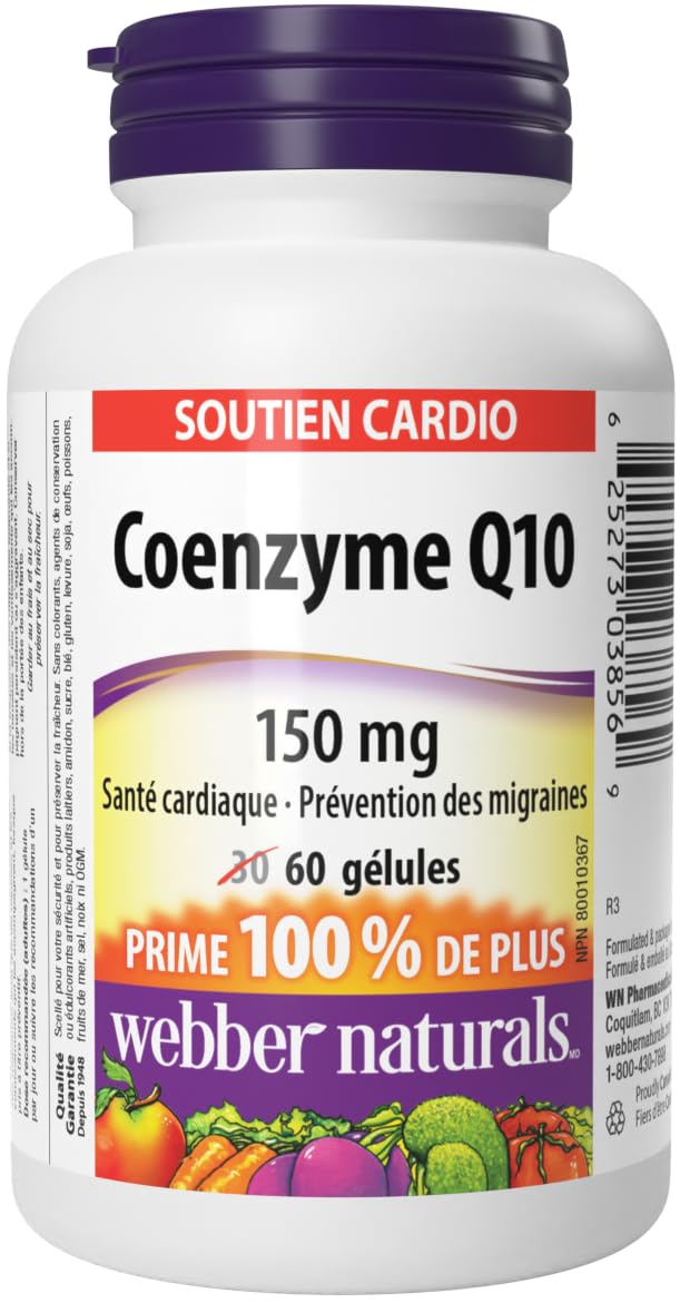 Webber Naturals Coenzyme Q10 (CoQ10) Supplement, 150 mg, 60 Softgels 🍁 All In One Marketplace Canada