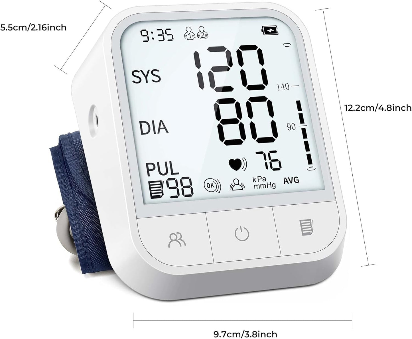 Blood Pressure Monitor Blood Pressure Machine Automatic Upper Arm Adjustable Cuff with Large Backlit Display, 2 * 99 Memory Blood Pressure Monitors for Home Use with Storage Bag 🍁 All In One Marketplace Canada