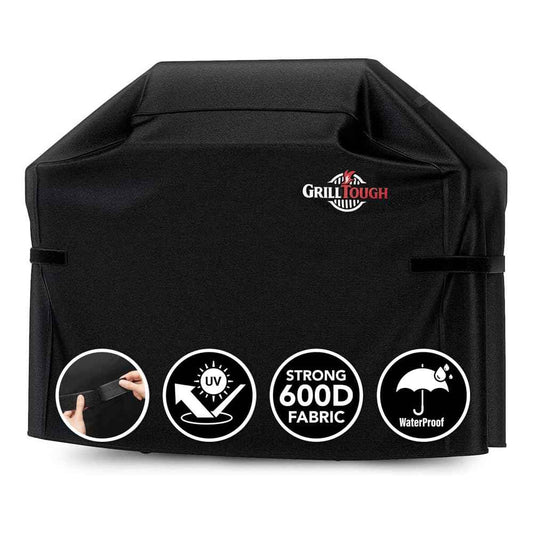 GrillTough Heavy Duty BBQ Grill Cover for Outdoor Grill, 58 Inch – Waterproof, Weather Resistant, UV & Fade Resistant with Fastening Straps – Gas Grill Cover for Weber, Genesis, Charbroil, etc. Black 🍁 All In One Marketplace Canada