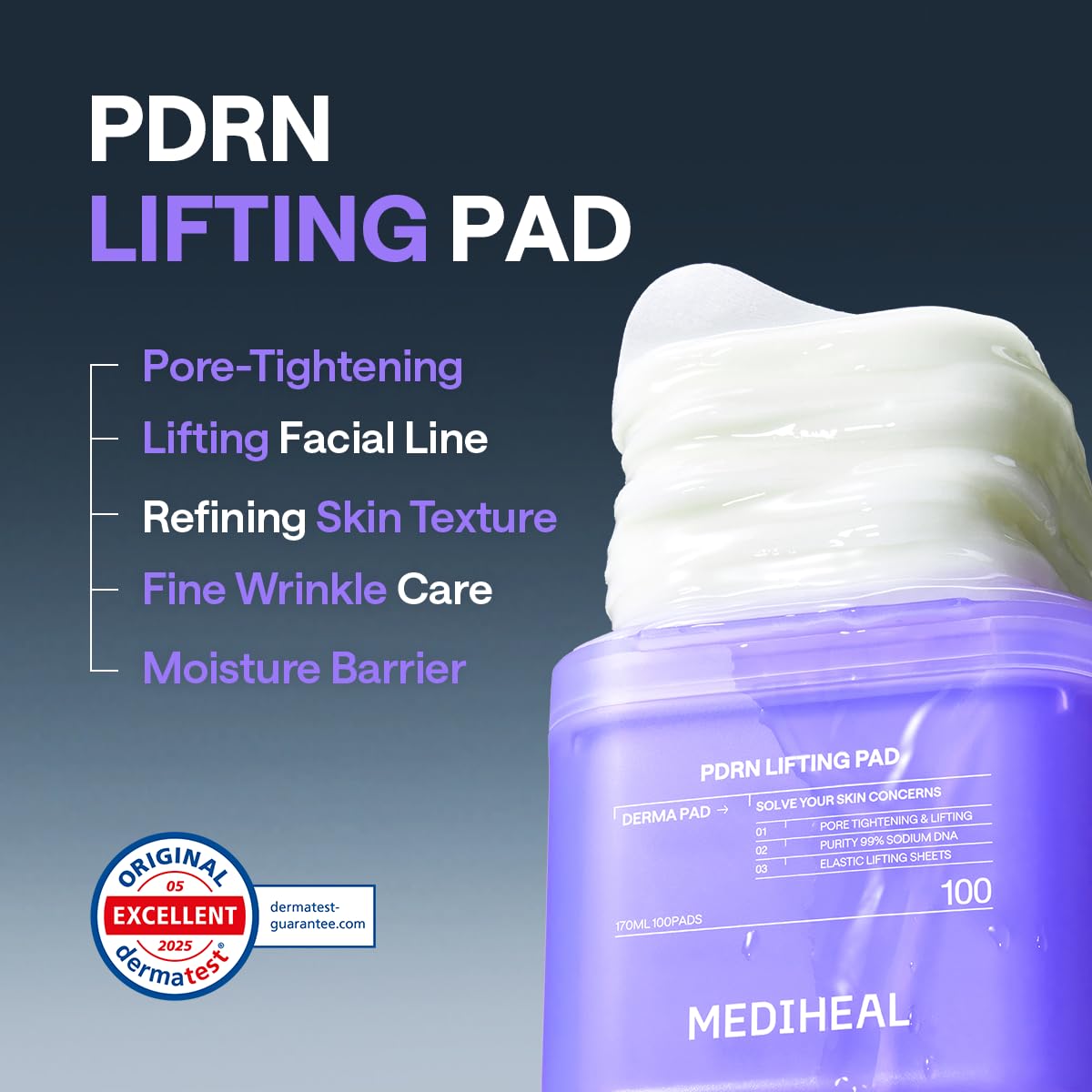 MEDIHEAL PDRN Lifting Toner Pads – Pore Tightening with Plant-Based PDRN, Peptide, Glutathione & PHA, Pore Care, Firming & Wrinkle Care, Stretchy Lifting Fabric, Korean Skin Care, 100 Pads 🍁 All In One Marketplace Canada
