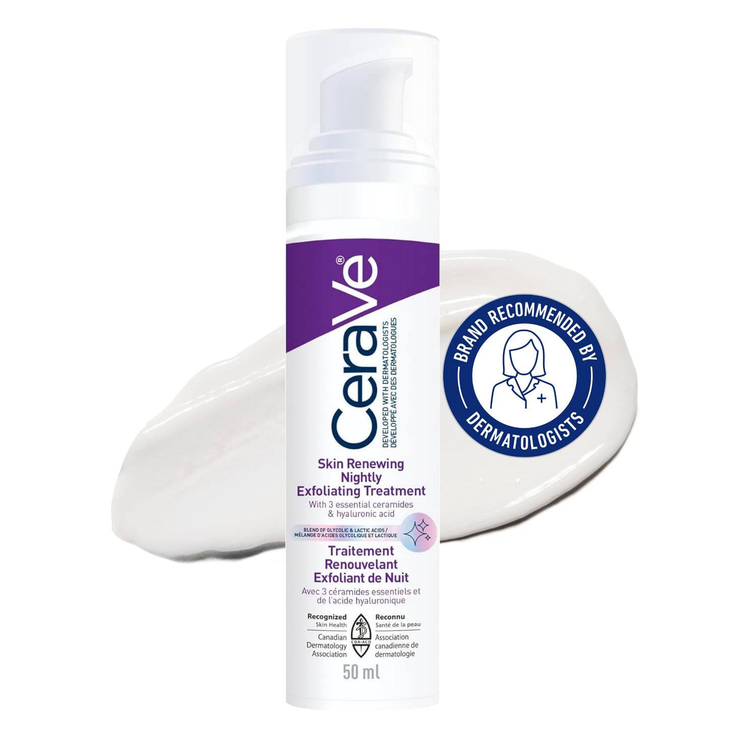 CeraVe Skin Renewing Nightly Exfoliating Treatment for Healthy Aging, Fine Lines, Wrinkles, Dullness and Pores. Face Serum with Glycolic Acid, Hyaluronic Acid & Ceramides, Fragrance-Free, 50ml 🍁 All In One Marketplace Canada