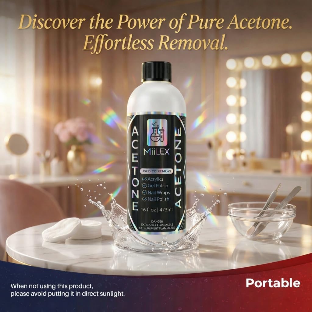 Acetone 16oz Made in Canada - Nail Polish Remover, Professional Strength Gel, Acrylic & Dip Remover – Fast Acting 🍁 All In One Marketplace Canada