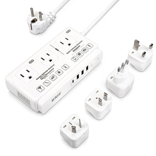 220v to 110v Travel Voltage Converter: International Universal Voltage Converter US to Europe Power Strip Plug Transformer - 2000W Electric Hair Dryer Step Down Outlet Converters for European UK EU 🍁 All In One Marketplace Canada