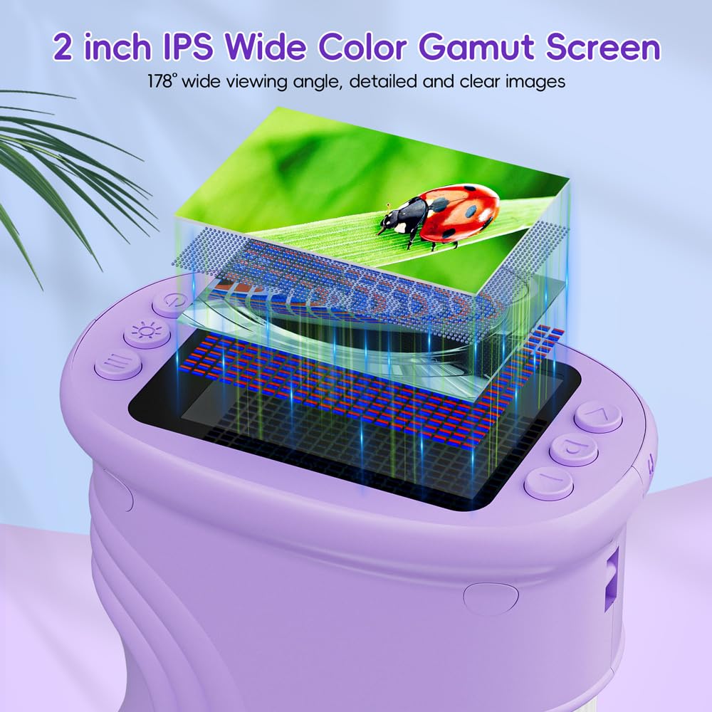 Temodu Kids Microscope 2.0" Screen 1000X Digital Microscope for Kids, Mini Pocket Handheld Microscopes for Children Birthday Festival Gift, Science Education Fun Toys for Boys Girls Ages 4-12 (Purple) 🍁 All In One Marketplace Canada