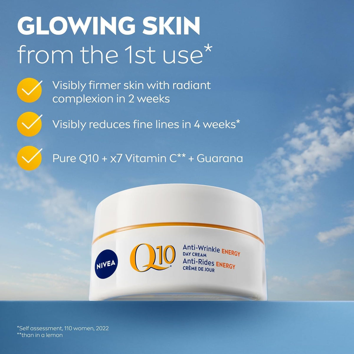NIVEA Q10 Energy Anti-Wrinkle Day Face Cream, Anti Wrinkle Firming Cream with Q10, Vitamin C and E, Face Moisturizer for Tired Looking Skin, Visibly Reduces the Look of Wrinkles, 50mL 🍁 All In One Marketplace Canada