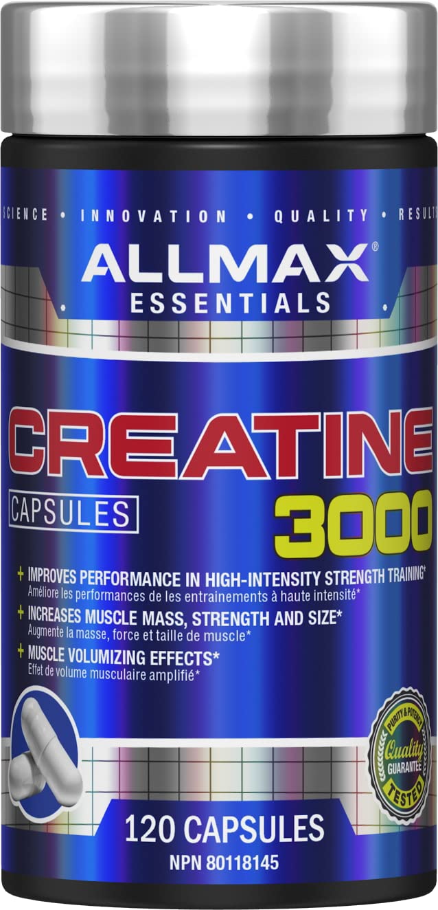 ALLMAX Nutrition - Creatine 3000, Creatine Monohydrate Capsules for Strength and Muscle Recovery, Gluten Free & Fast Absorbing, 3000 mg, 120 Capsules 🍁 All In One Marketplace Canada