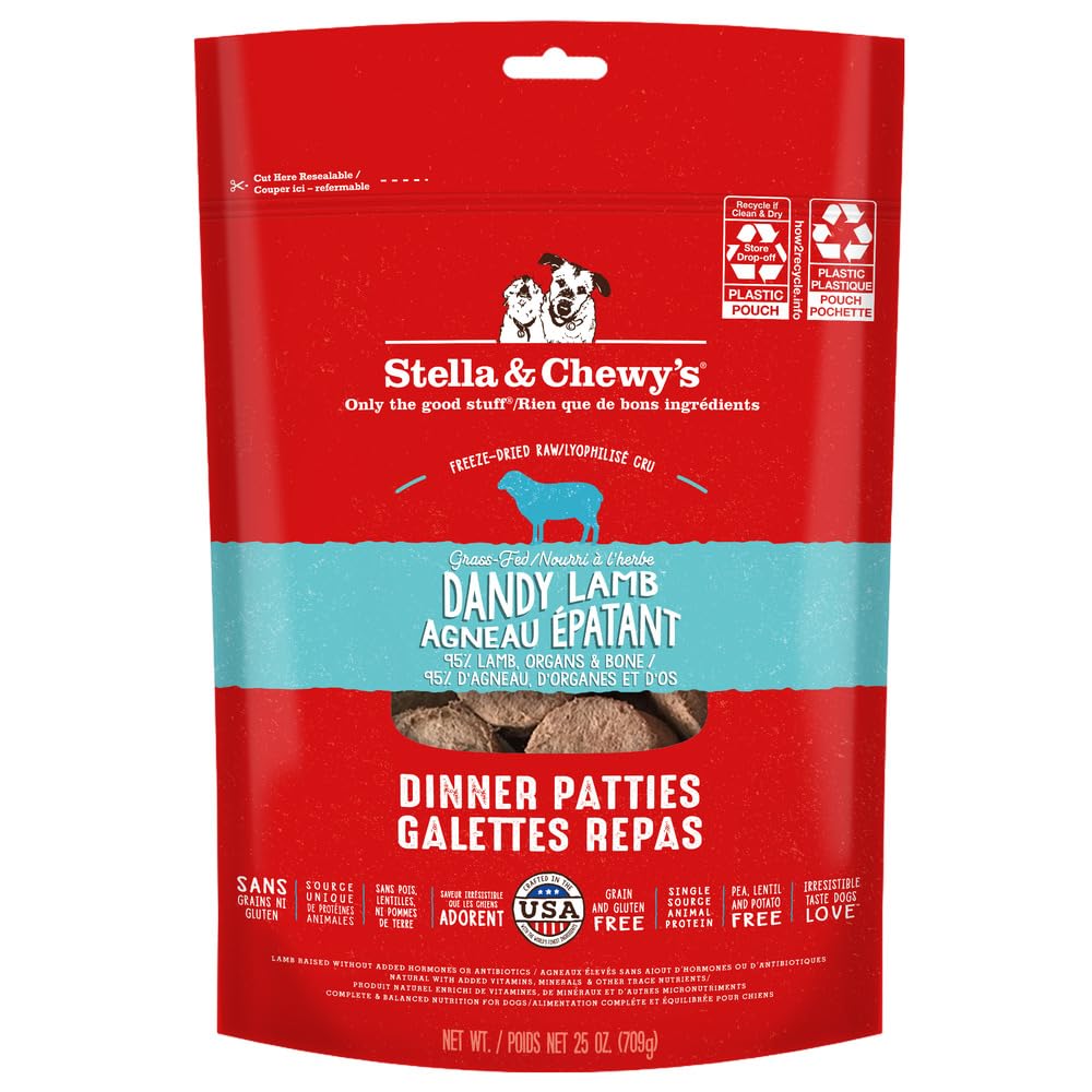 Stella & Chewy’s Freeze Dried Raw Dinner Patties – Grain Free Dog Food, Protein Rich Dandy Lamb Recipe – 708g Bag 🍁 All In One Marketplace Canada