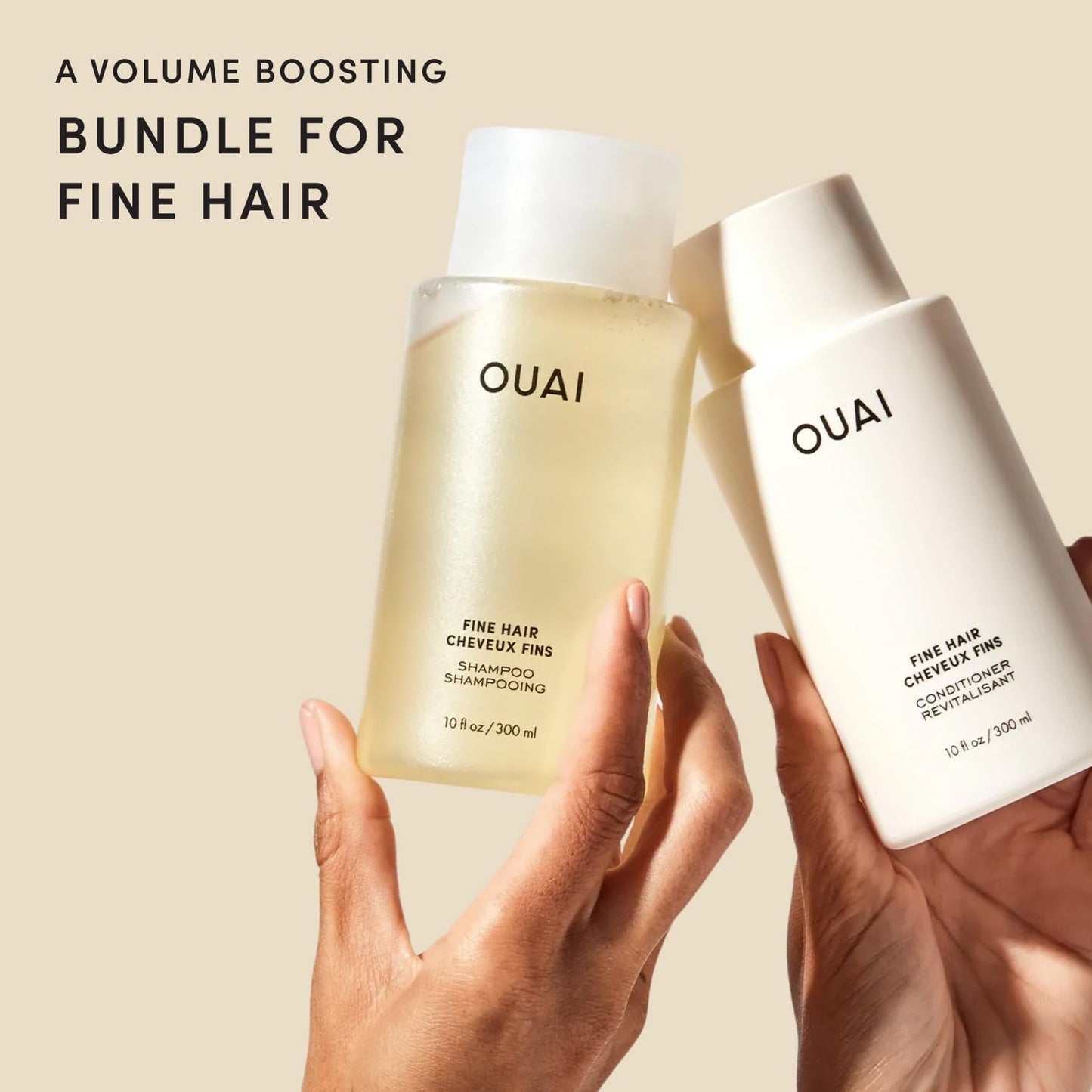 OUAI Fine Shampoo and Conditioner Set - Sulfate Free Shampoo and Conditioner for Women & Men - Made with Keratin, Marshmallow Root, Shea Butter & Avocado Oil - Free of Parabens & Phthalates (10 Fl Oz) 🍁 All In One Marketplace Canada