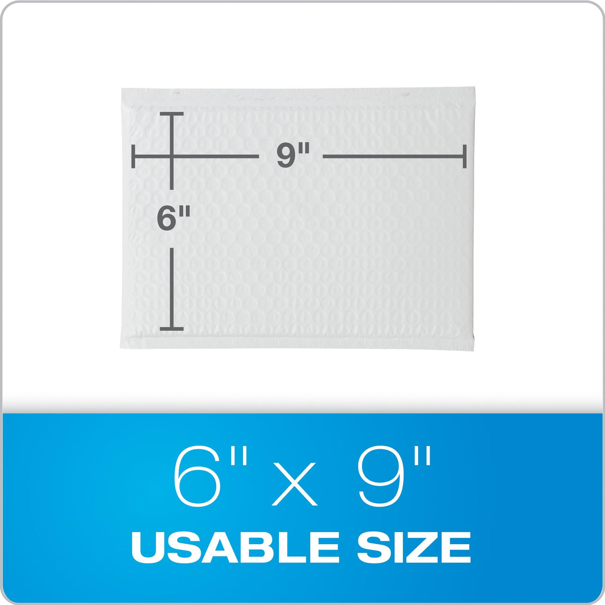 Quality Park Bubble Mailers, 6 x 9 Shipping Envelopes, Water Resistant White Poly Padded Envelopes, Redi-Strip Peel Off Closure, 50 Per Box (QUA85856) 🍁 All In One Marketplace Canada