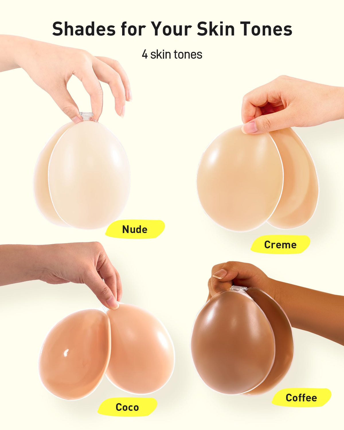 Niidor Adhesive Bra Sticky Strapless Backless Invisible Push up Silicone Bra for Women with Nipple Covers Creme A 🍁 All In One Marketplace Canada
