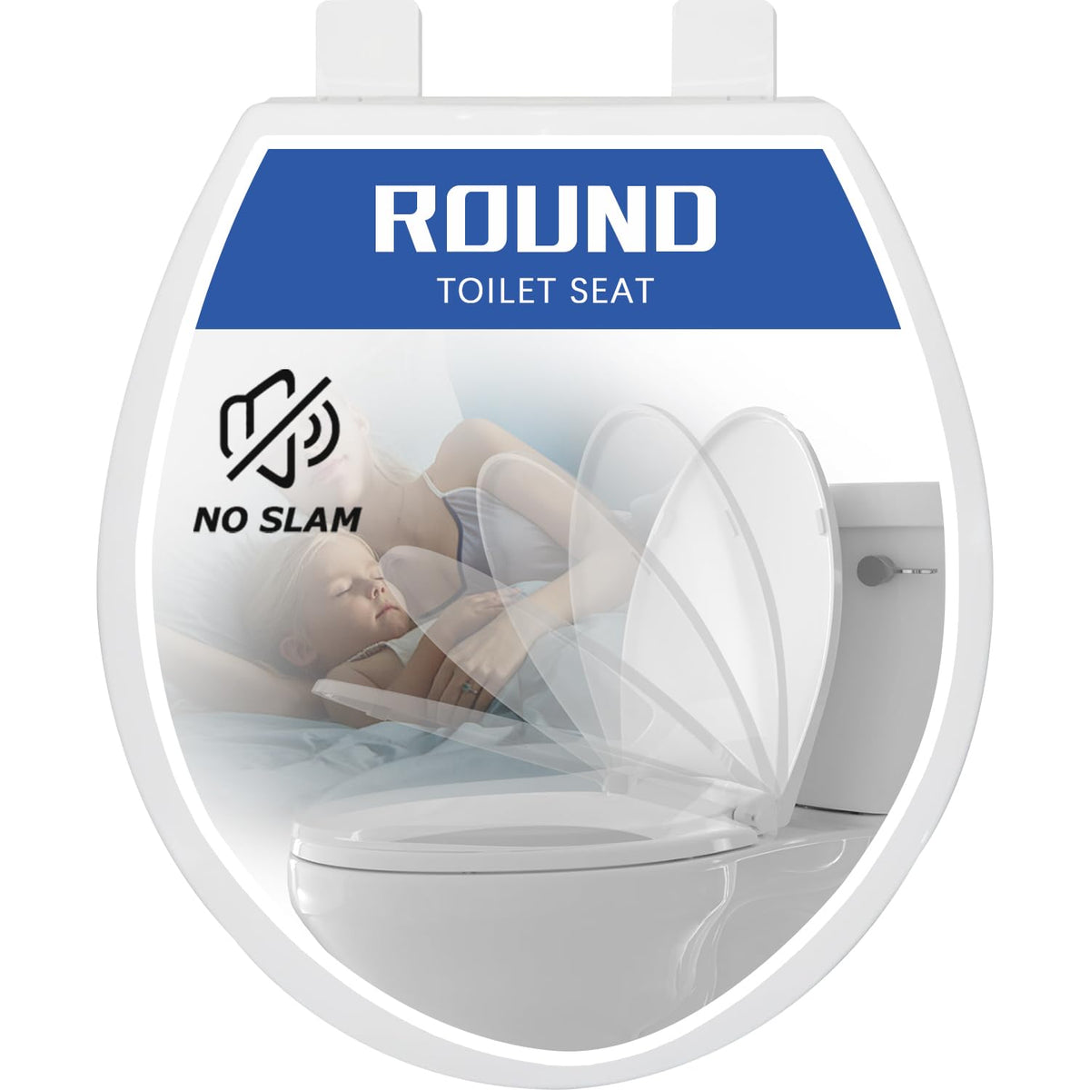 Round Toilet Seat, Slow Close, White Plastic, Never Loosen, 16.5” 🍁 All In One Marketplace Canada